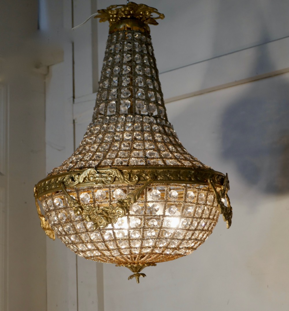 Large French Rocco Style Bag and Tent Chandelier View III