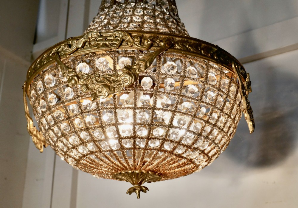 Large French Rocco Style Bag and Tent Chandelier View IV