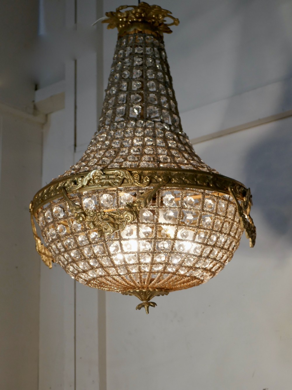 Large French Rocco Style Bag and Tent Chandelier View V