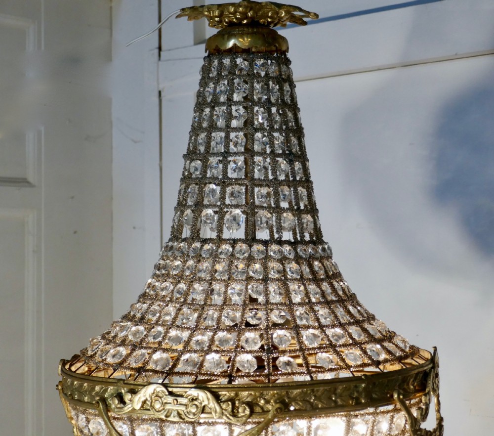 Large French Rocco Style Bag and Tent Chandelier View VI