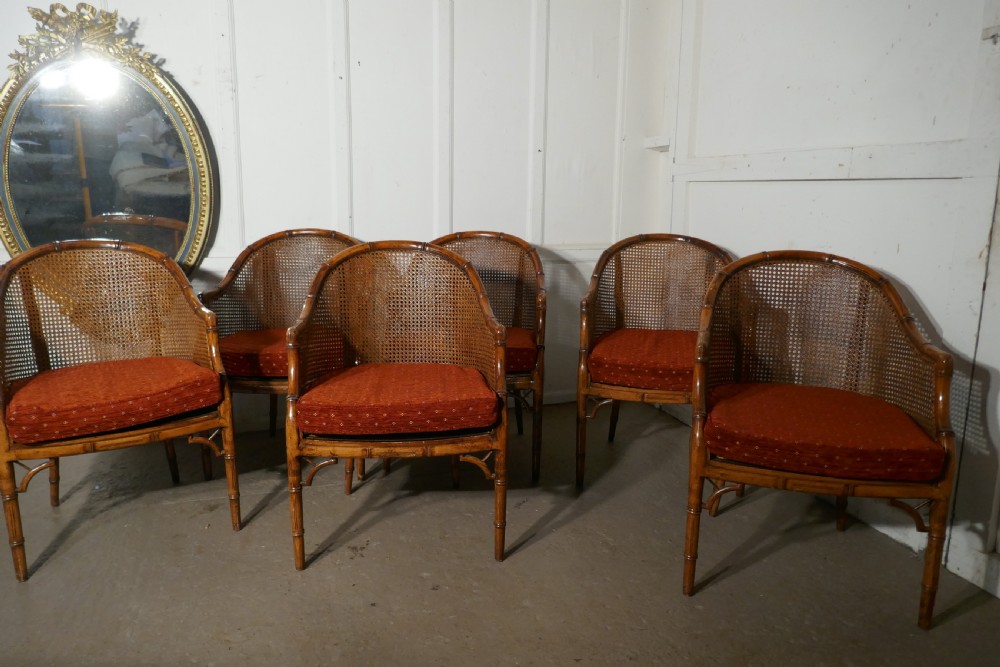 A Set of 6 Art Deco Golden Simulated Bamboo Dining Chairs View VII