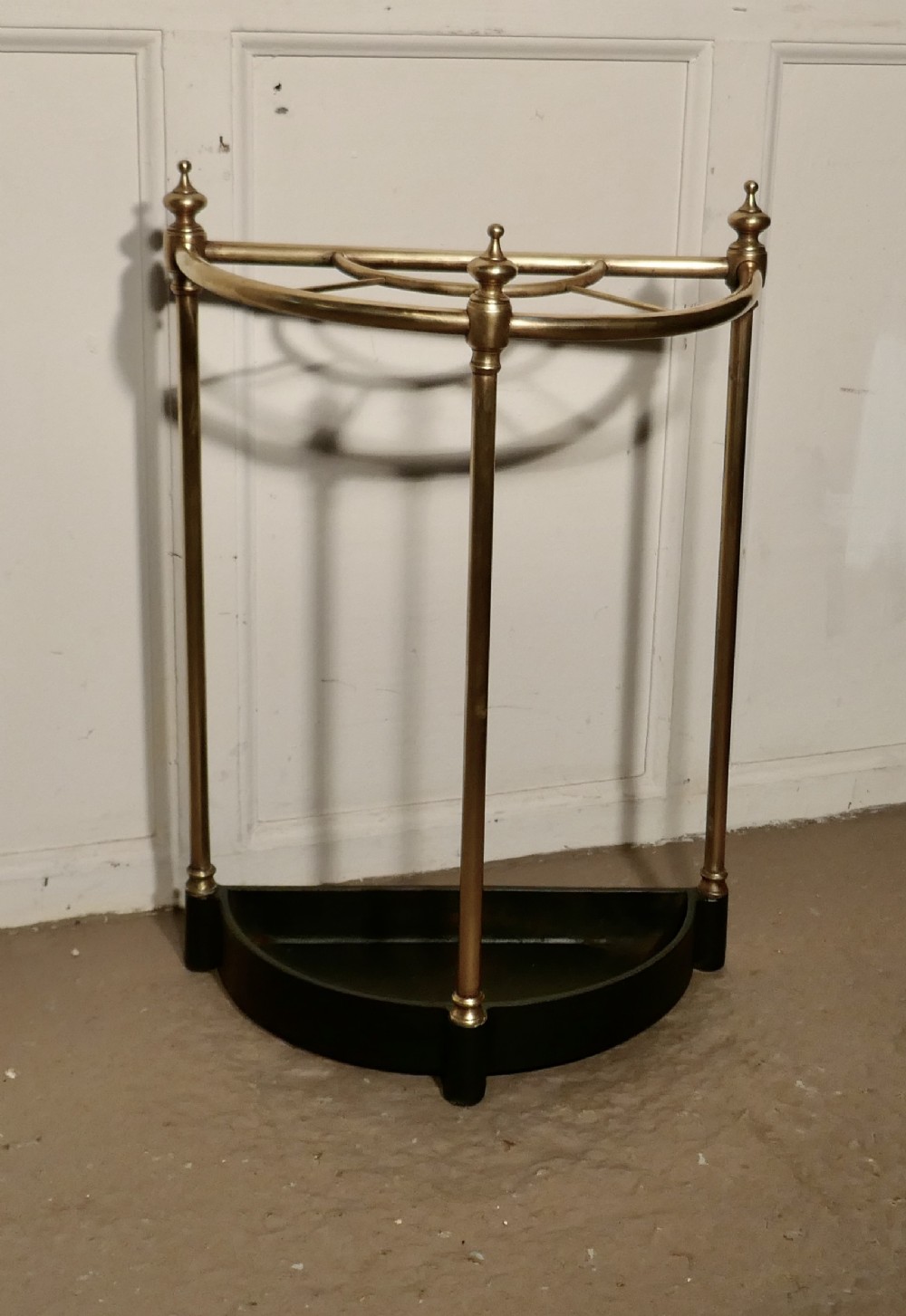 Half Round Brass & Iron Stick Stand or Umbrella Stand