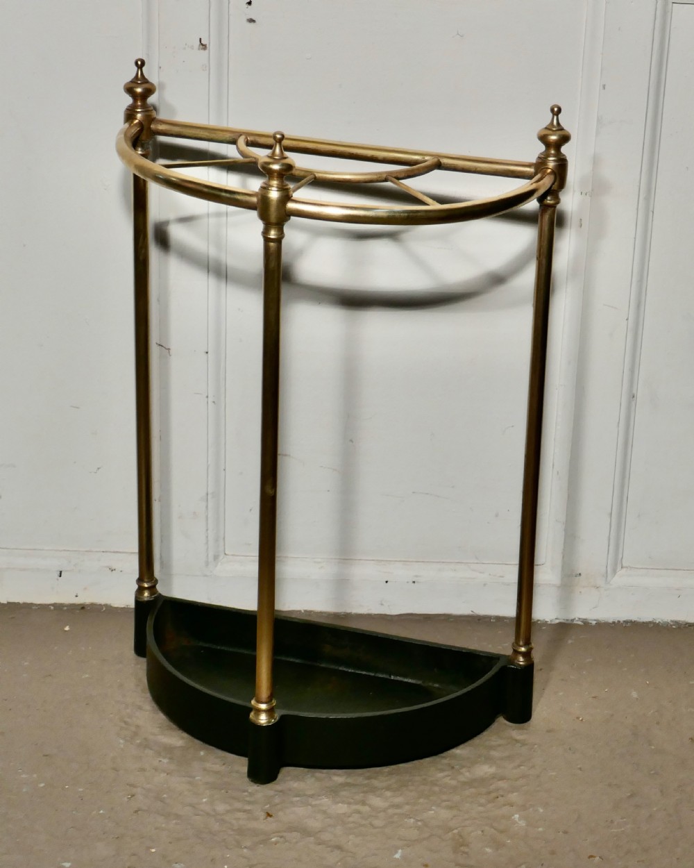 Half Round Brass & Iron Stick Stand or Umbrella Stand View VI