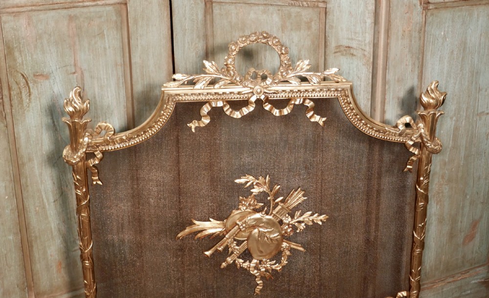 A Superb French Brass Rococo Fire Guard, Spark Screen View V