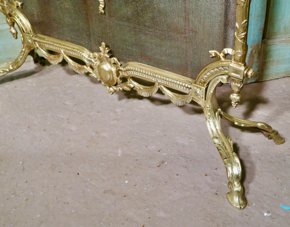 A Superb French Brass Rococo Fire Guard, Spark Screen View VII