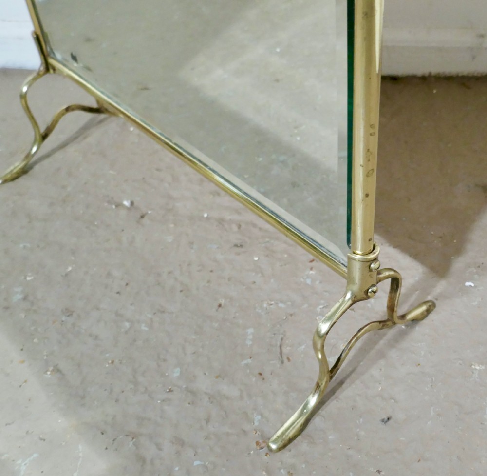 A Victorian Art Nouveau Brass and Sunburst Mirror Fire Screen View IV