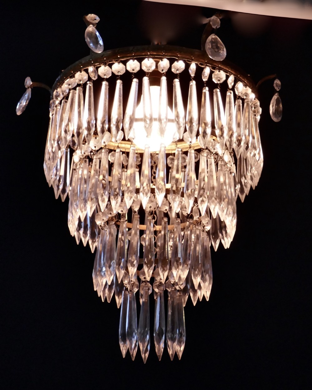 A Charming  Art Deco 4 Tier Waterfall Pendant Chandelier View V
