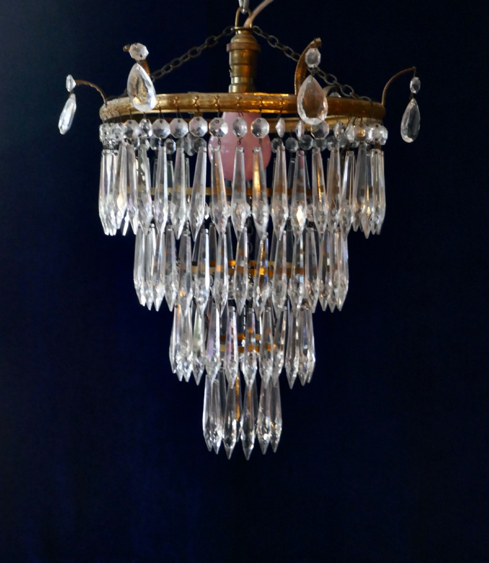 A Charming  Art Deco 4 Tier Waterfall Pendant Chandelier
