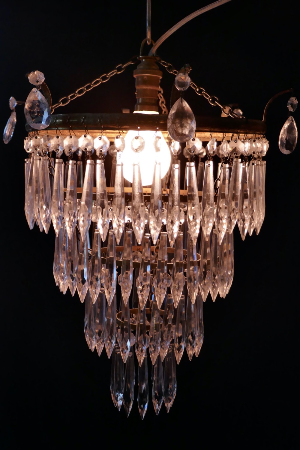 A Charming  Art Deco 4 Tier Waterfall Pendant Chandelier View IX