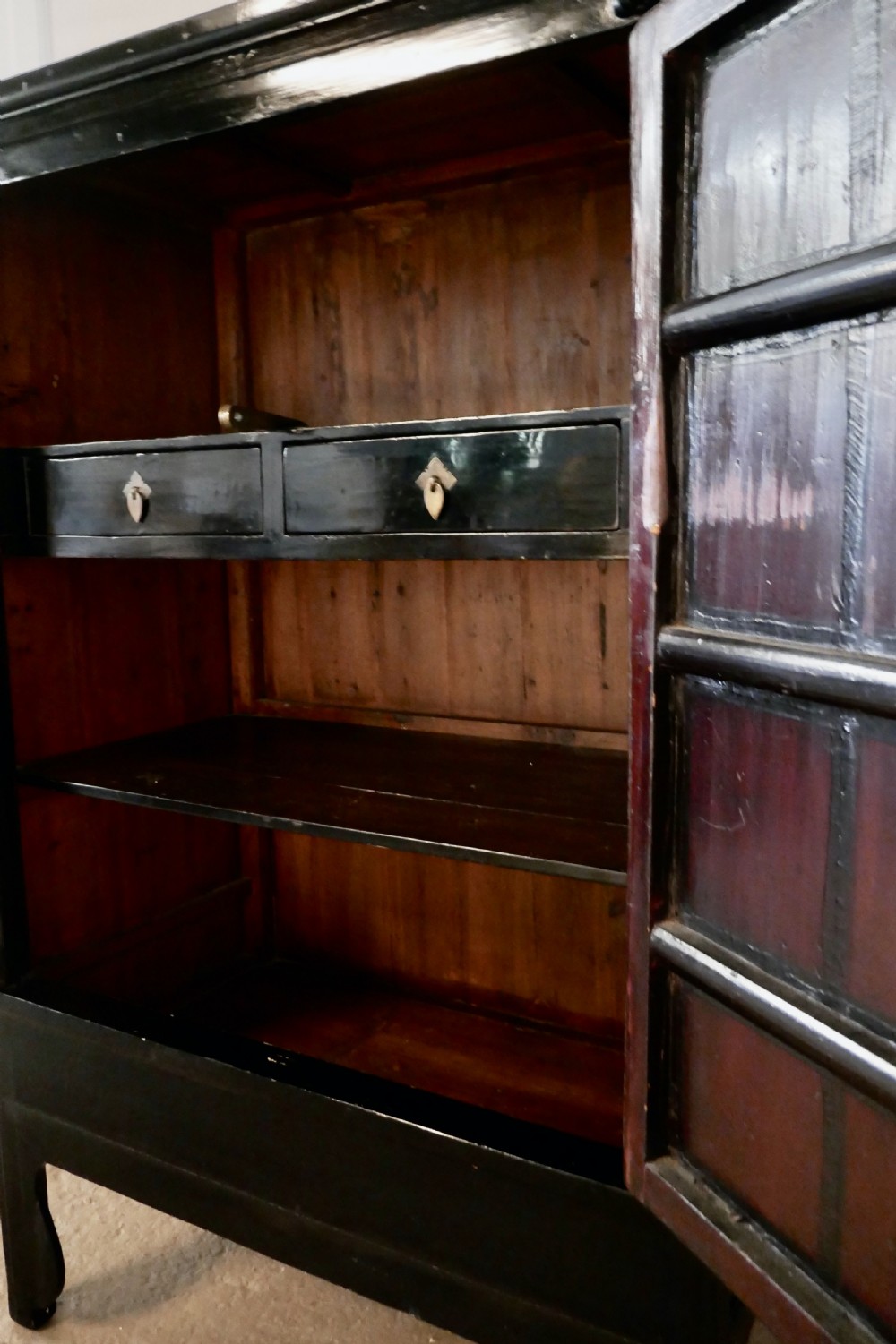 Chinoiserie Art Deco Black Lacquer and Brass Cupboard View IX