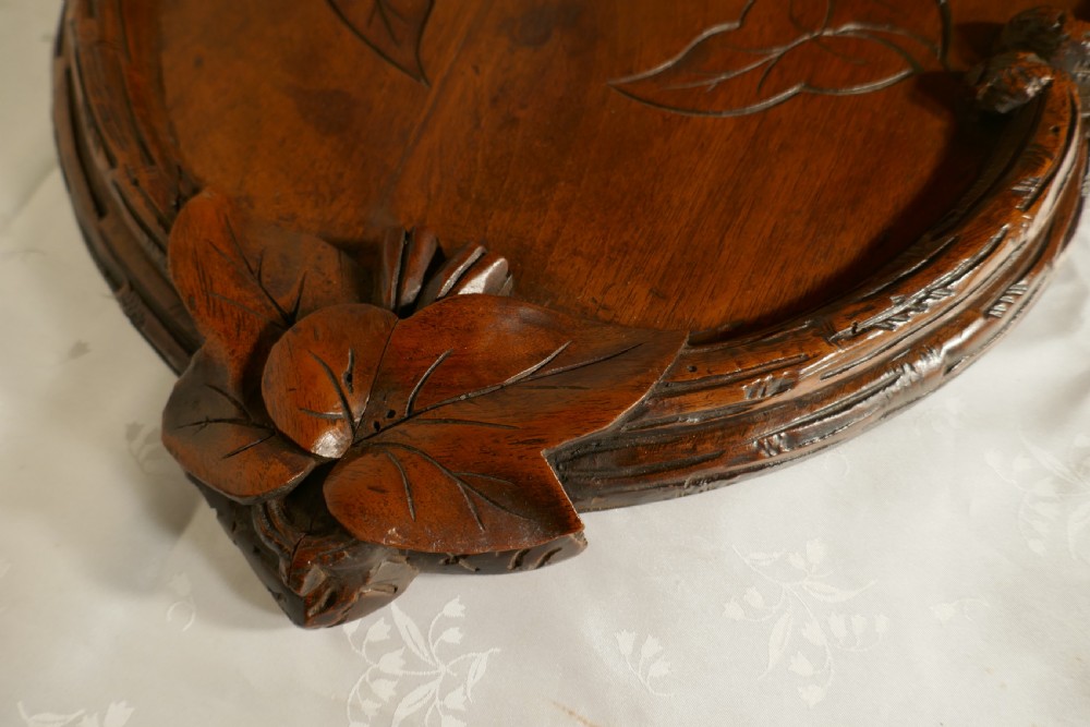 French Walnut Wine Tray Carved with Vine Leaves View IV