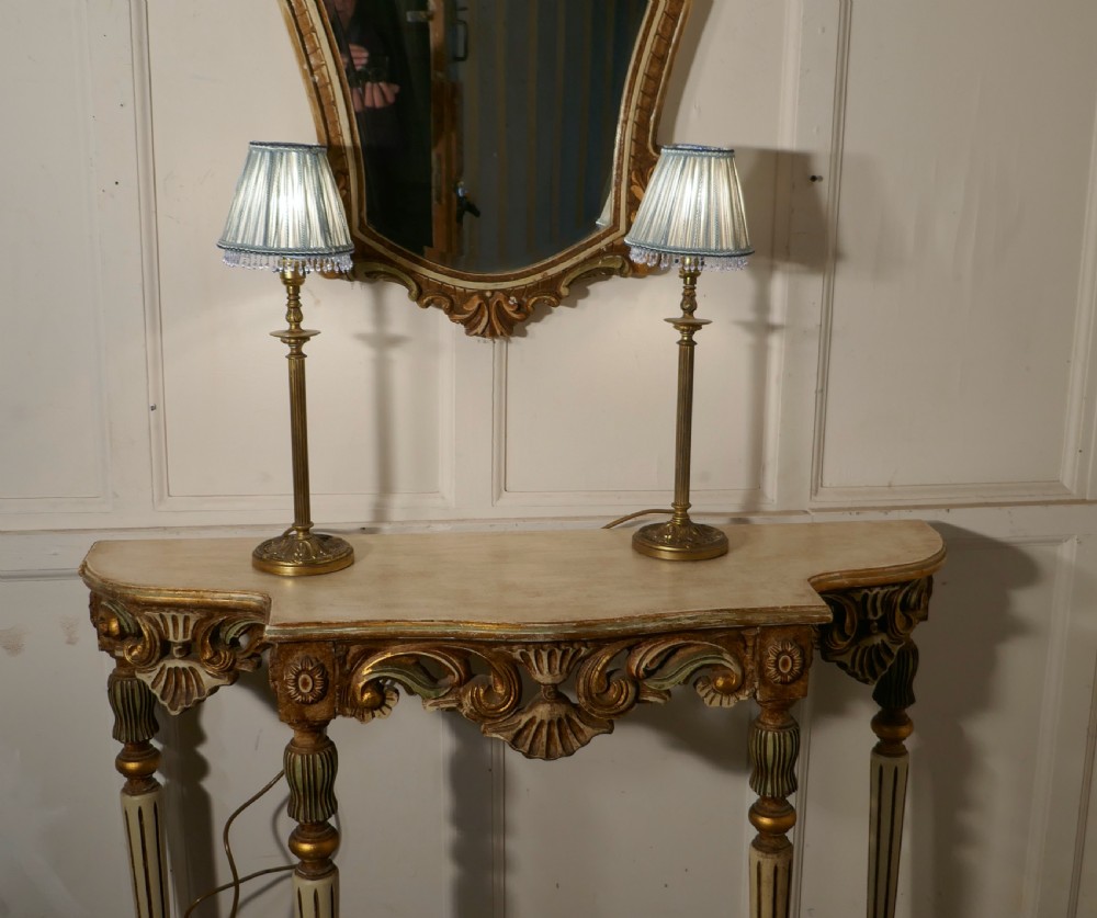 Carved and Painted Italian Console or Hall Table with Matching Mirror View VII