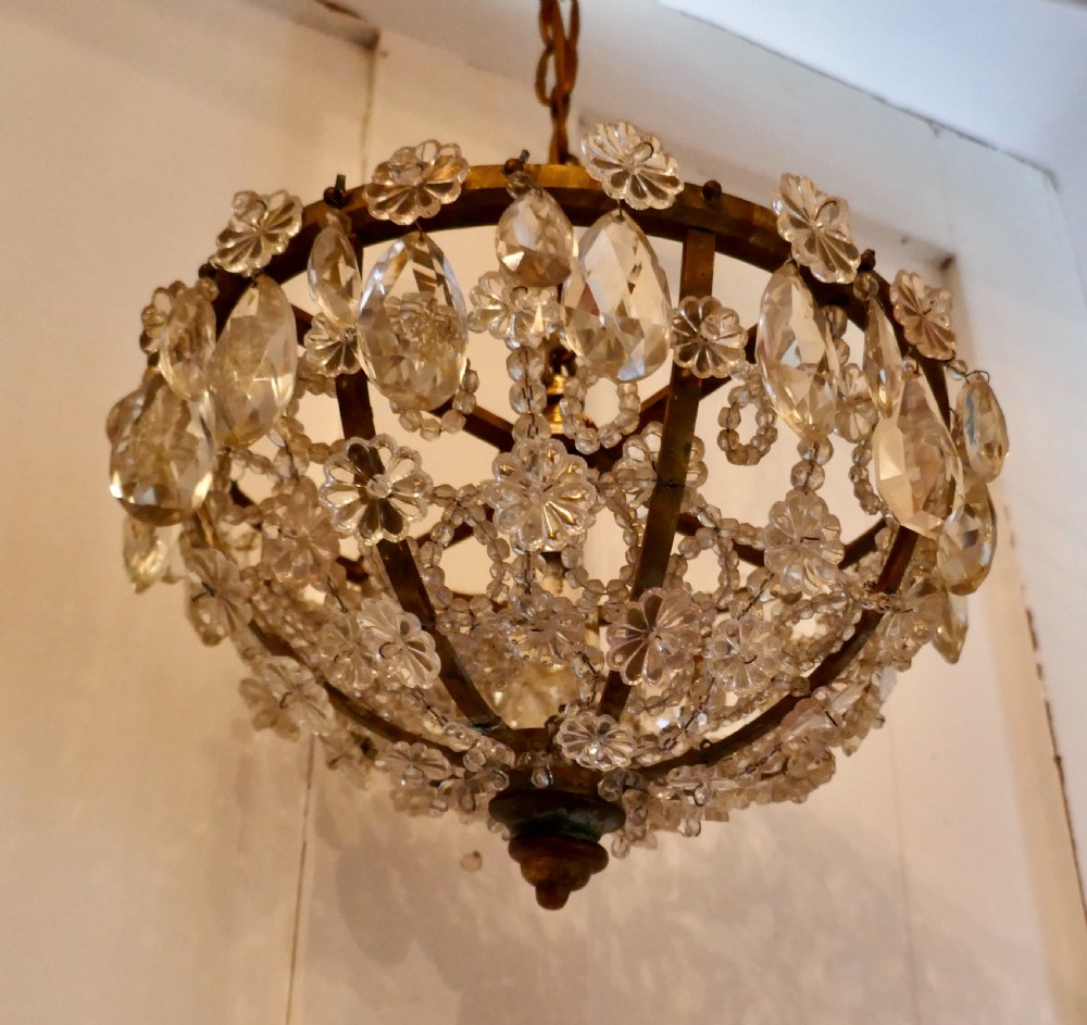 Elaborate French Empire Beaded Basket Chandelier View II