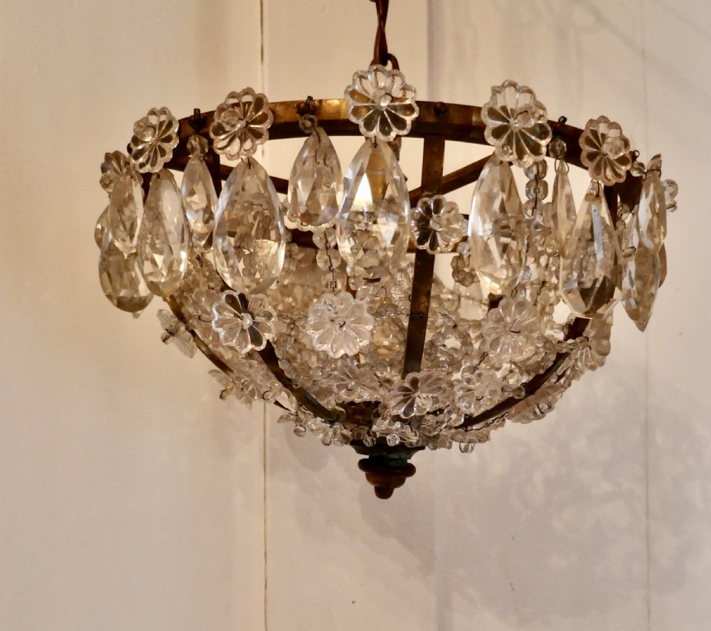 Elaborate French Empire Beaded Basket Chandelier View III