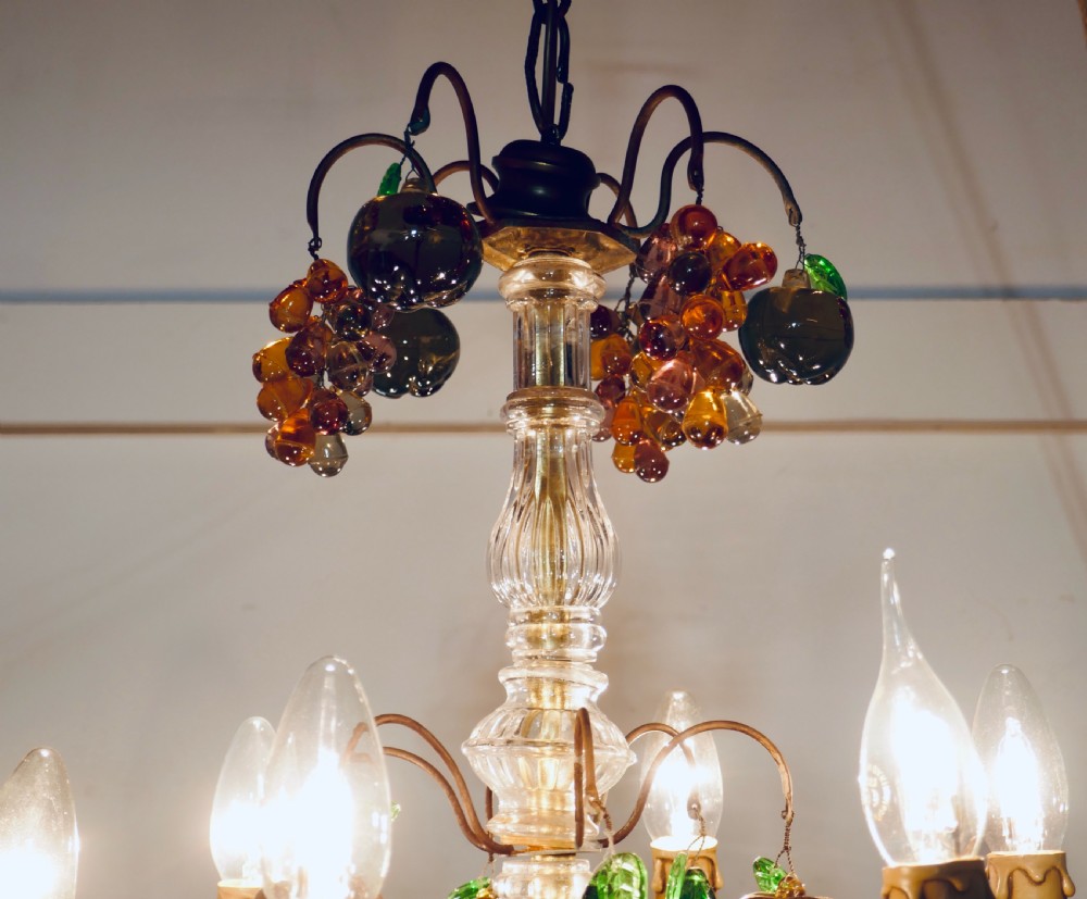 6 Branch Chandelier Hung with Coloured Crystal Fruits, Grapes, Apples and Pears View VII