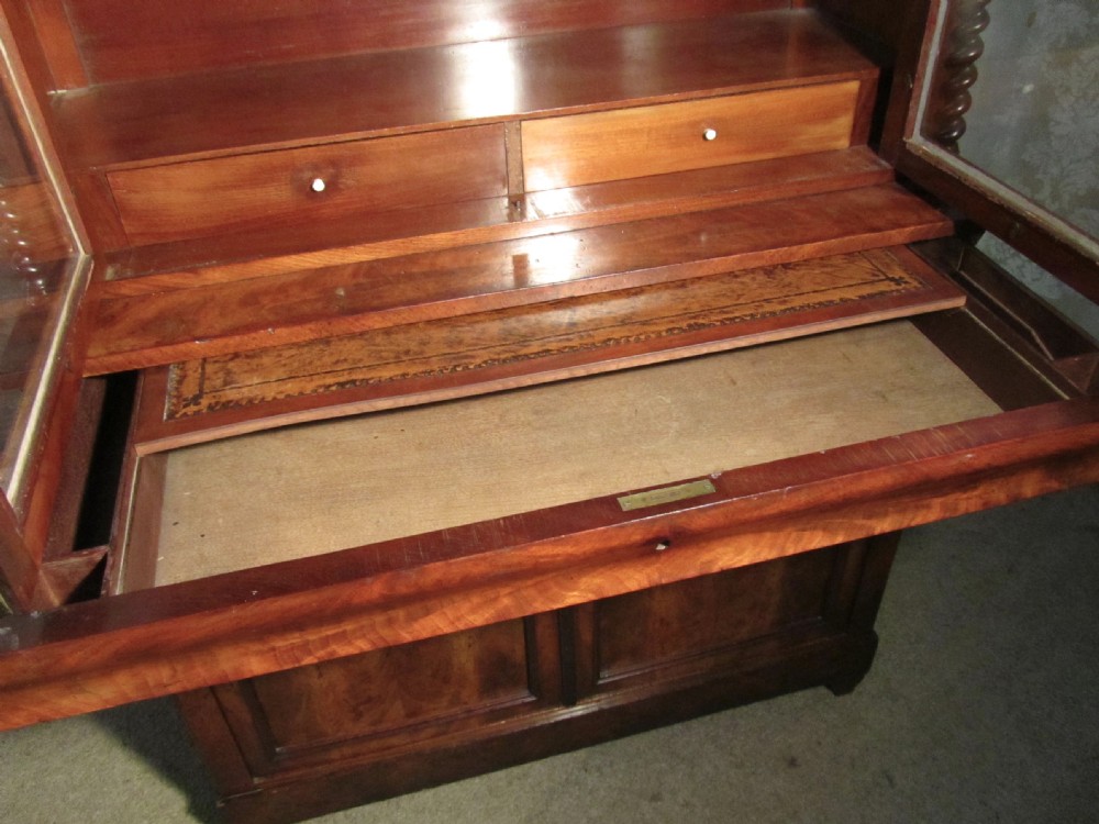 William IV Scottish Flame Mahogany Secretaire Bookcase View VI