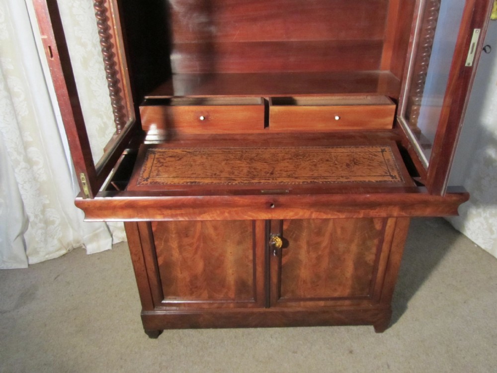 William IV Scottish Flame Mahogany Secretaire Bookcase View VII