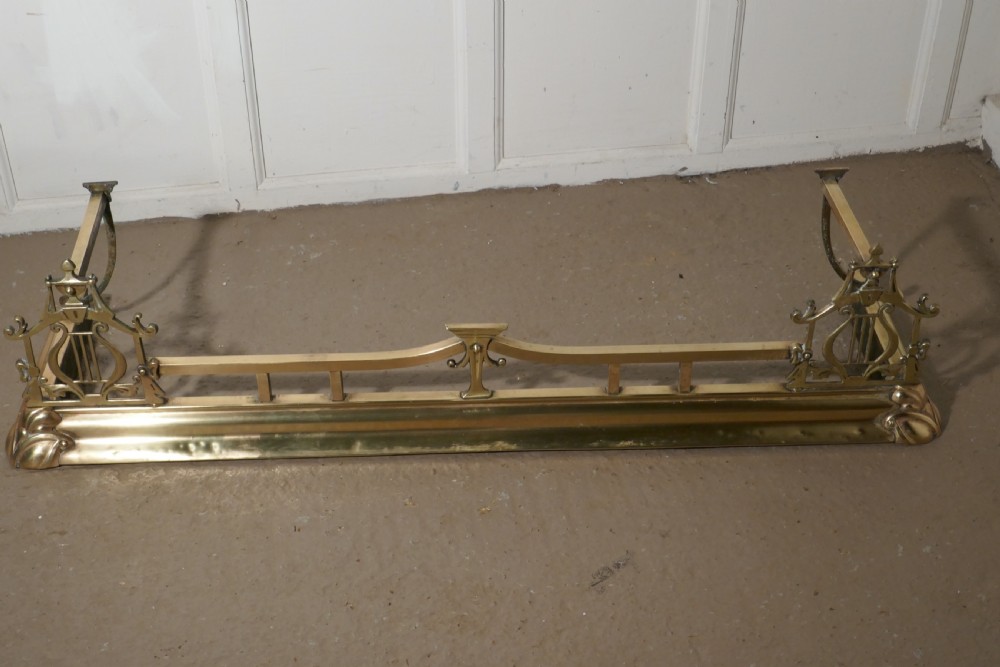 Large Victorian Art Nouveau Brass Fender View IV