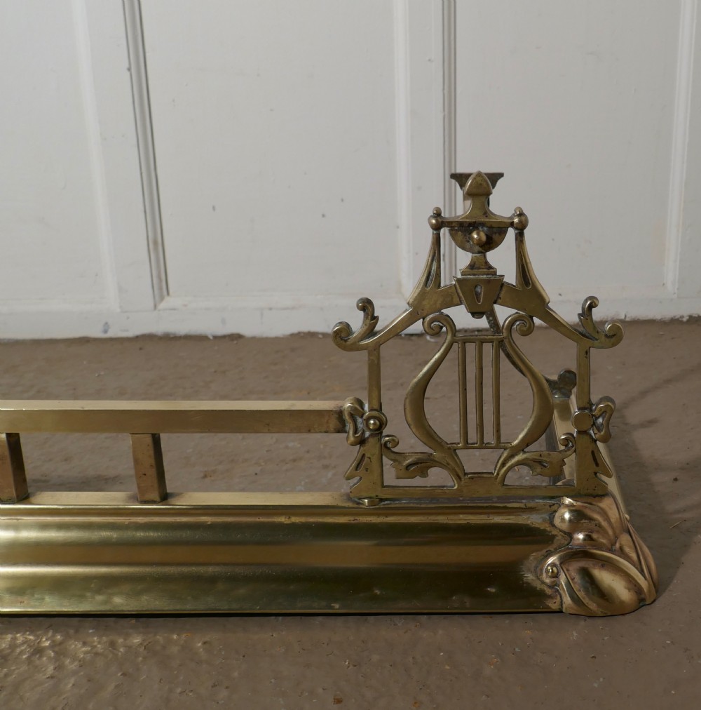 Large Victorian Art Nouveau Brass Fender View V