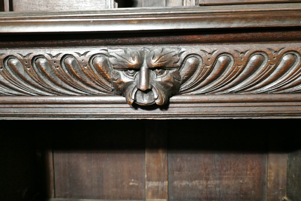 19th Century Carved Oak Housekeepers or Hall Cupboard View X
