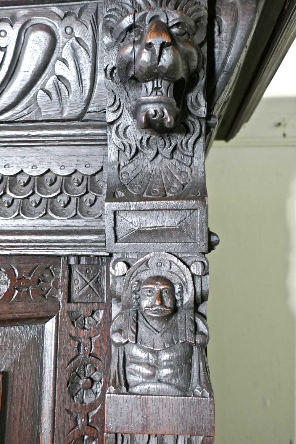 19th Century Carved Oak Housekeepers or Hall Cupboard View XI