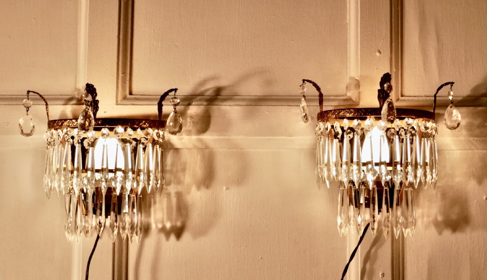 A Charming Pair of Waterfall Chandelier Wall Lights View V