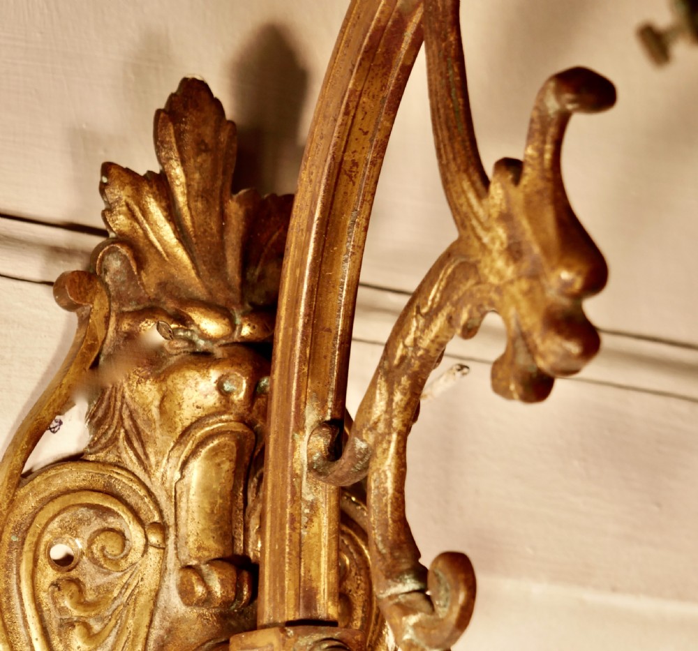 Pair of French Gothic Arts and Crafts Degue Wall Sconces by Louis Majorelle  View X