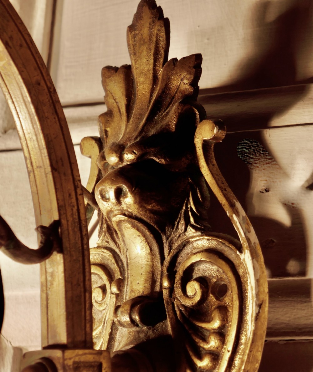 Pair of French Gothic Arts and Crafts Degue Wall Sconces by Louis Majorelle  View XI