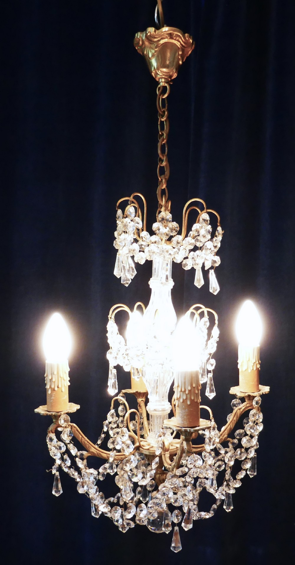 A Stunning 4 Branch Chandelier by Lucien Gau Paris