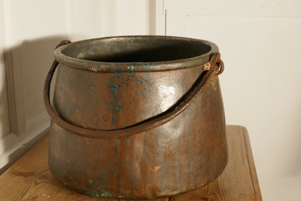 19th Century Copper Cauldron or Log Bin   View V