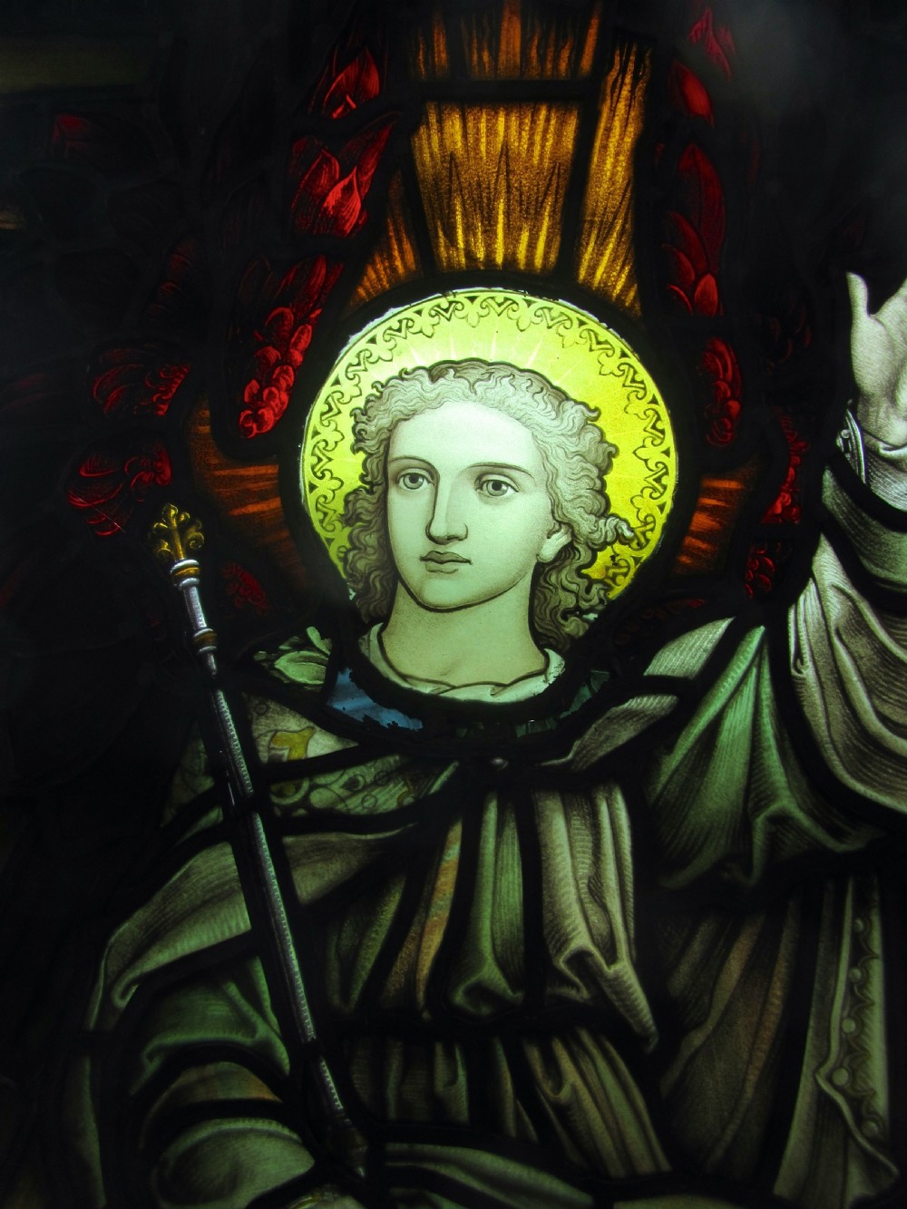 Painted and Stained Glass Window, Leaded Glass Church Window View IV
