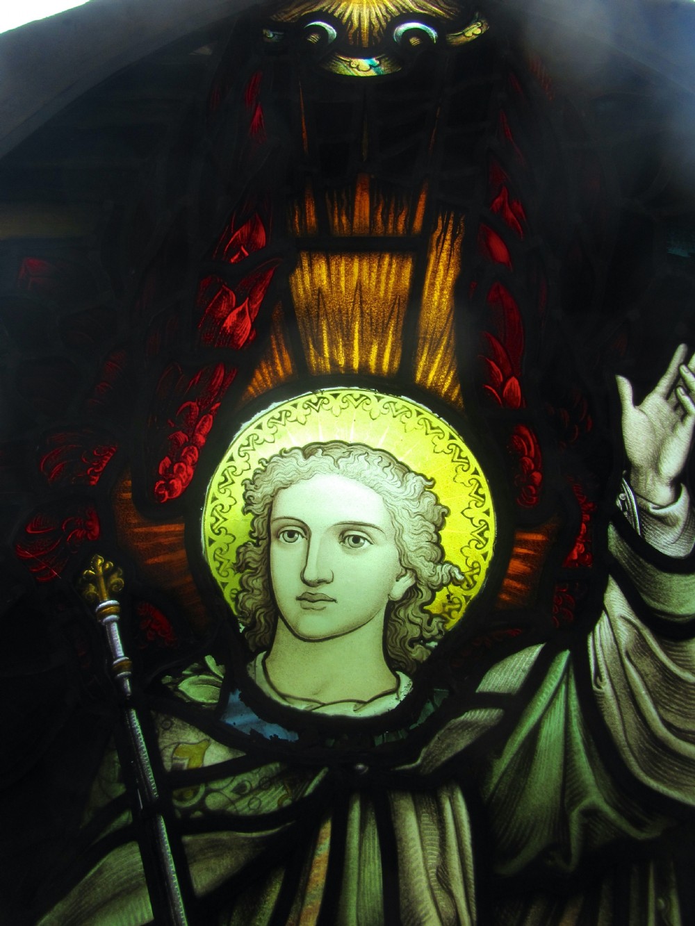 Painted and Stained Glass Window, Leaded Glass Church Window View V