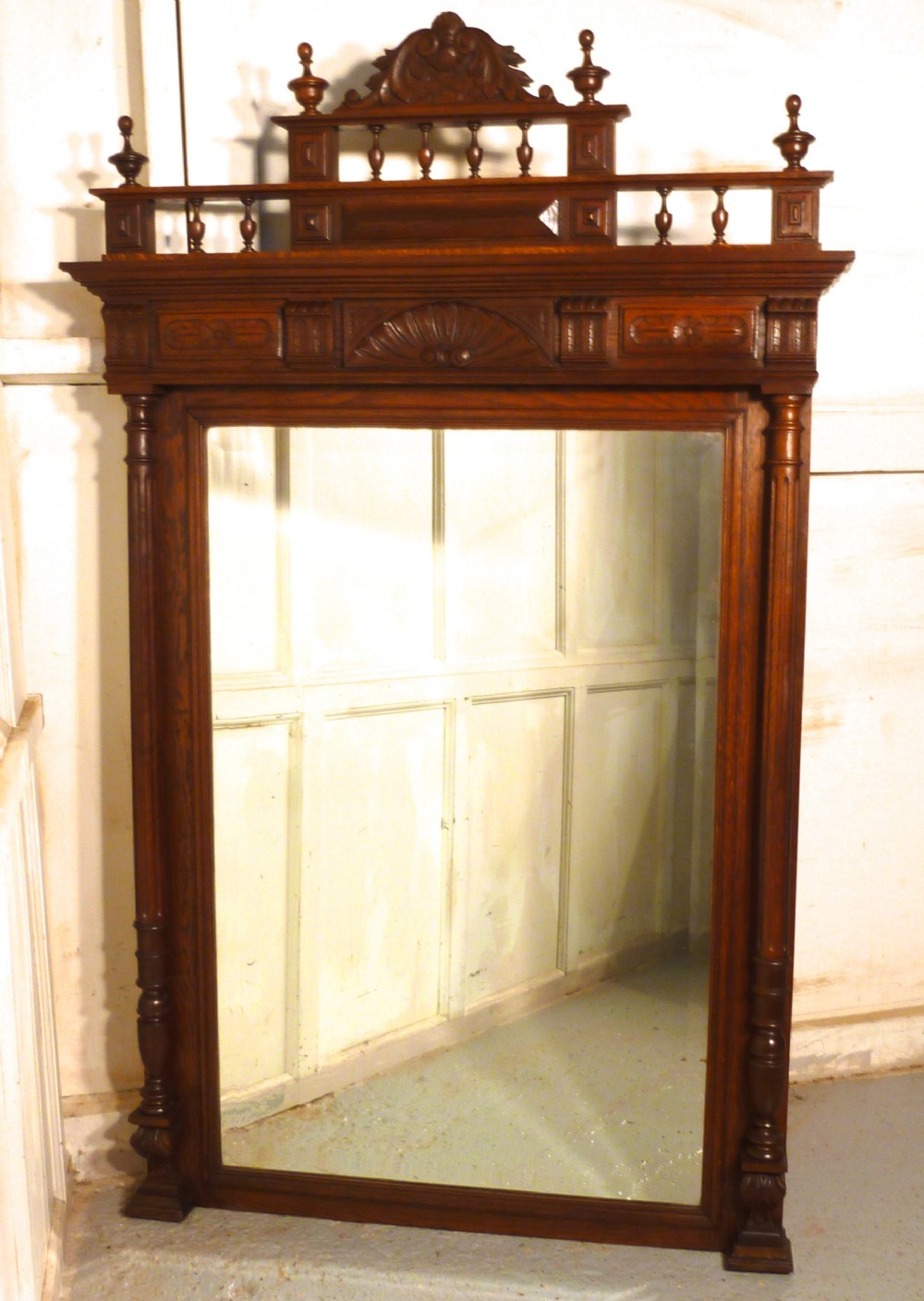 Large French Carved Oak Wall Mirror