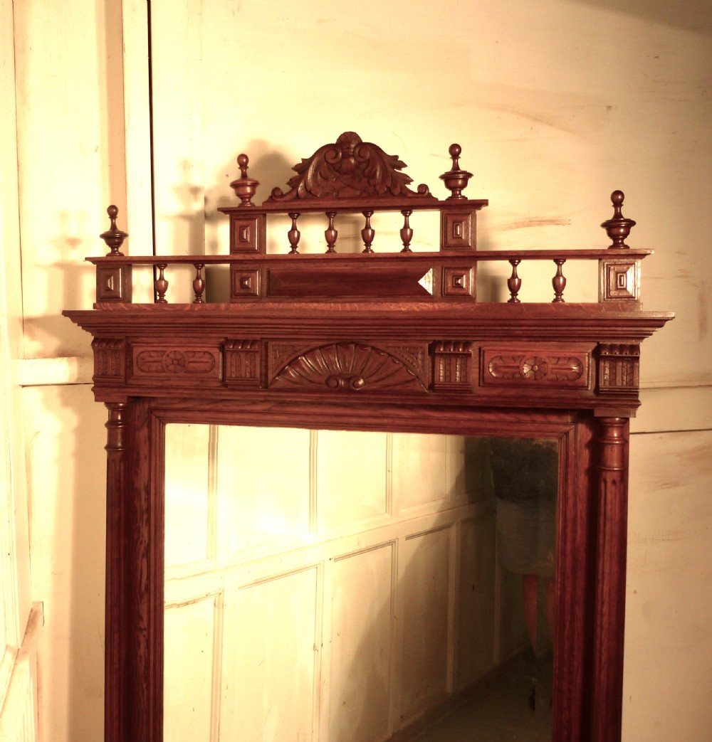 Large French Carved Oak Wall Mirror View VI