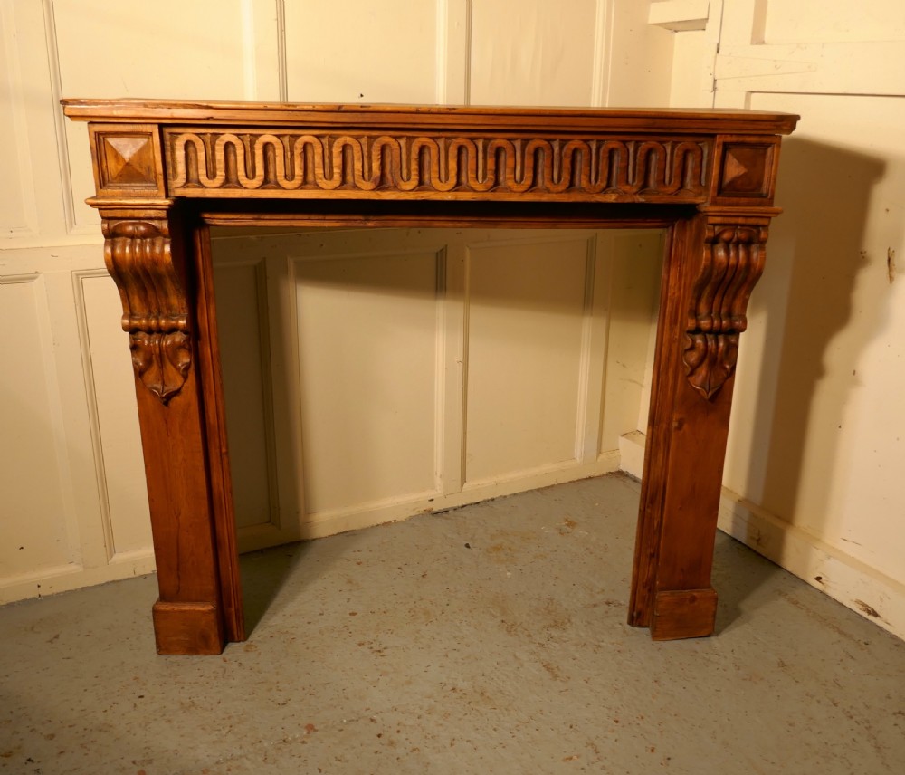 French Stripped Pine Fireplace