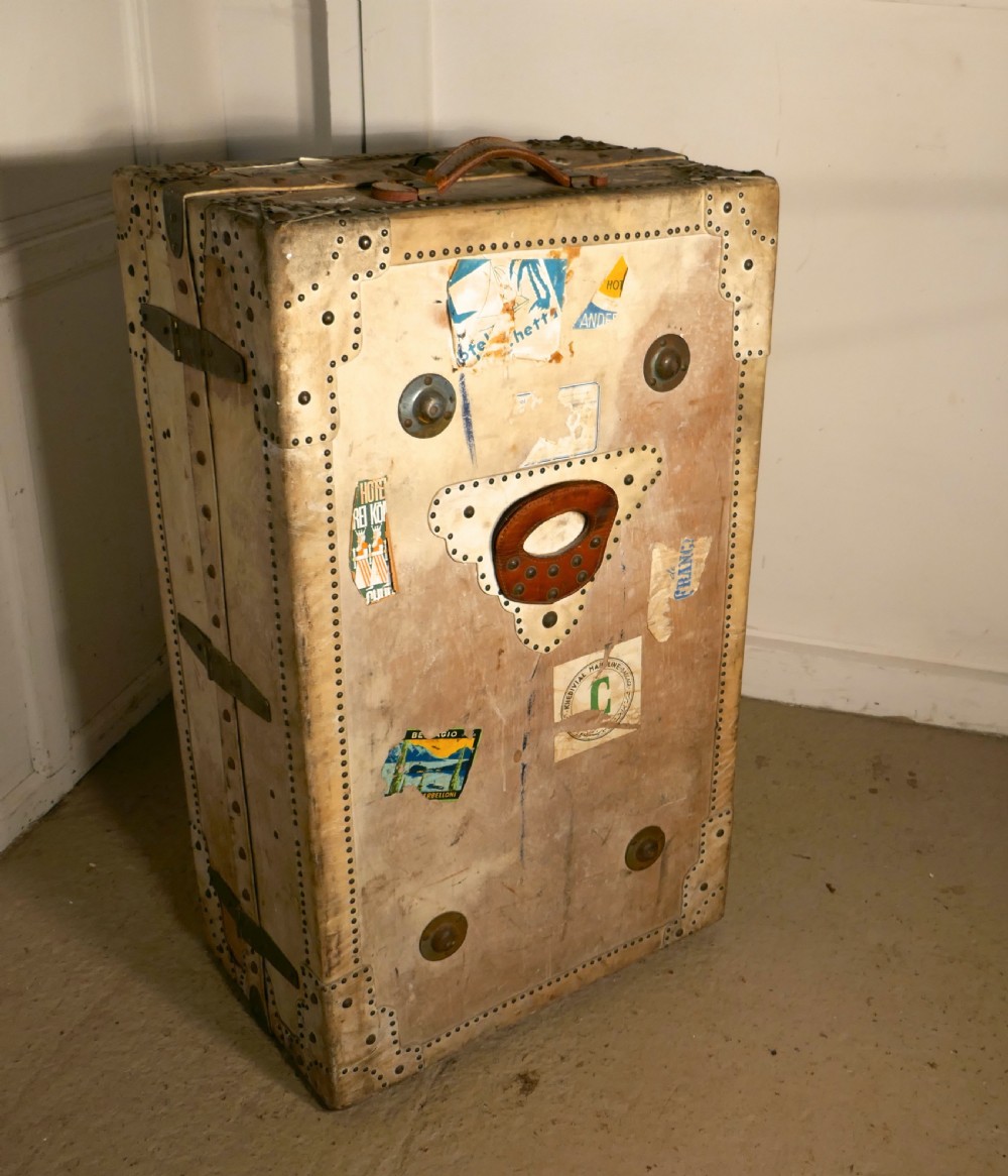 Fitted Steamer Trunk or Cabin Wardrobe, Portmanteau in Vellum View IV