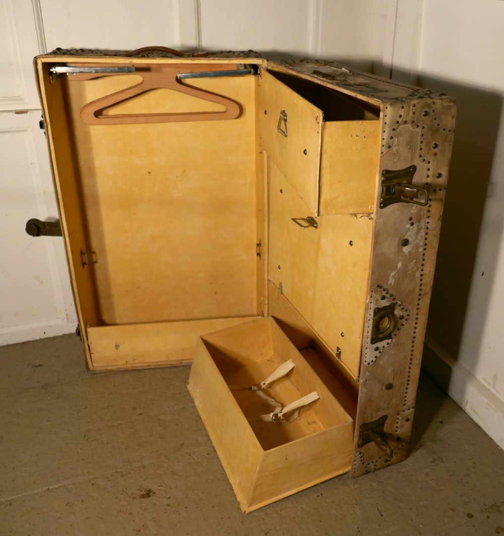 Fitted Steamer Trunk or Cabin Wardrobe, Portmanteau in Vellum View VII