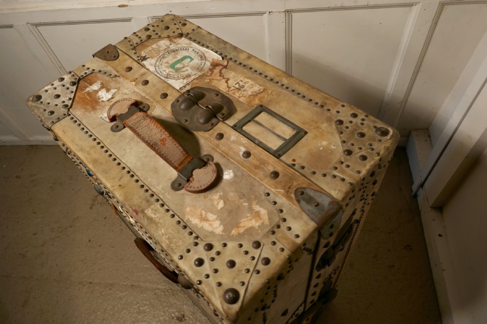 Fitted Steamer Trunk or Cabin Wardrobe, Portmanteau in Vellum View IX