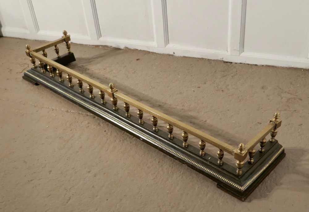 Large Victorian Decorative Brass and Iron Fender View III