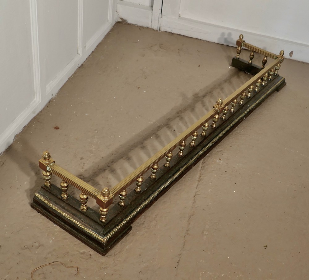Large Victorian Decorative Brass and Iron Fender View V