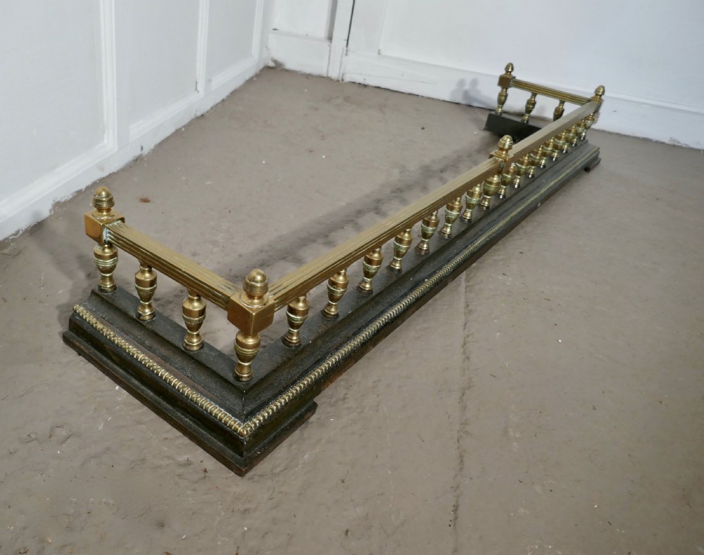 Large Victorian Decorative Brass and Iron Fender View VI