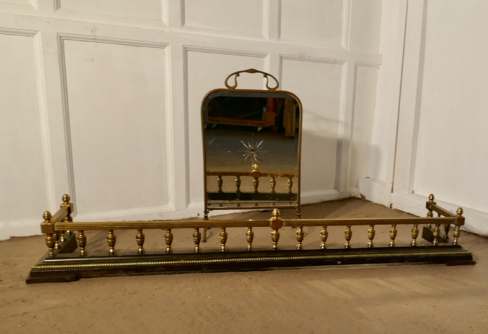 Large Victorian Decorative Brass and Iron Fender View VII