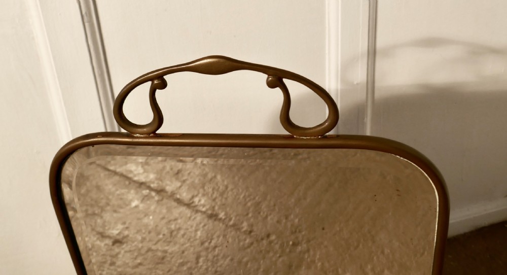 A Victorian Art Nouveau Brass and Sunburst Mirror Fire Screen View III