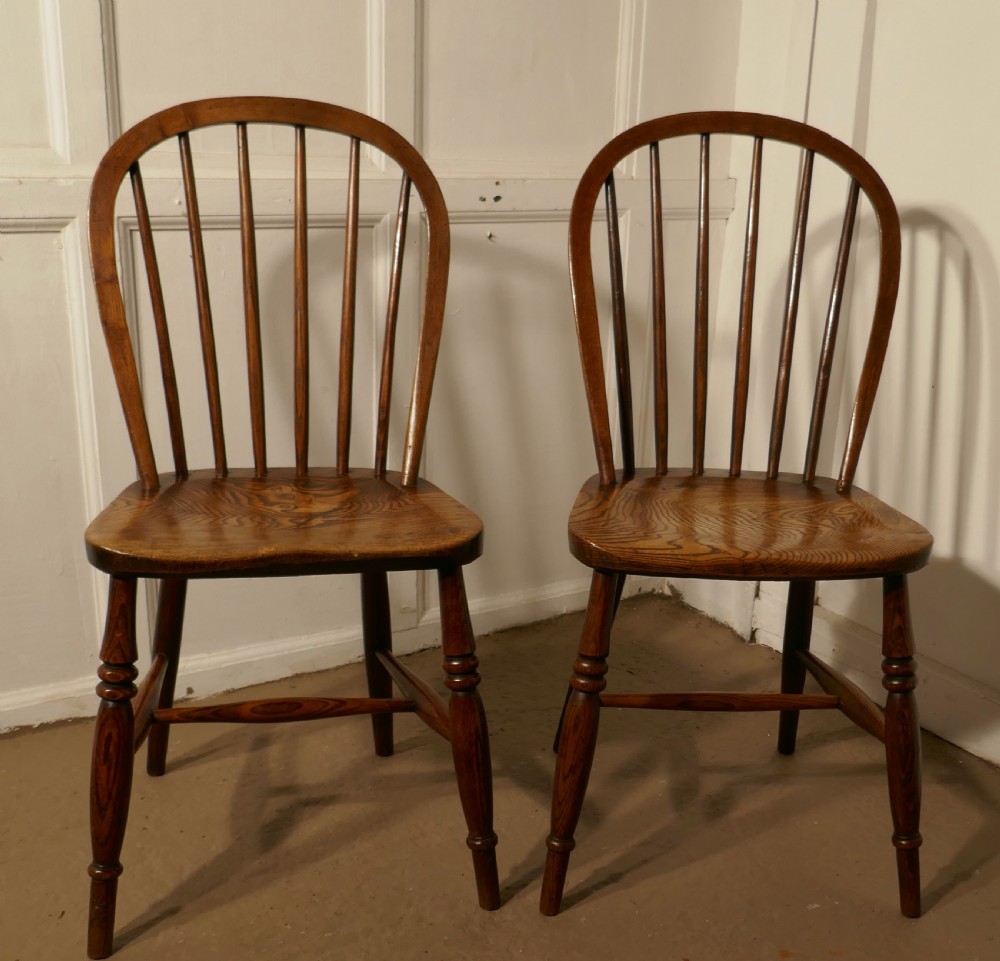 A Pair of Solid Ash Windsor Hoop Back Chairs