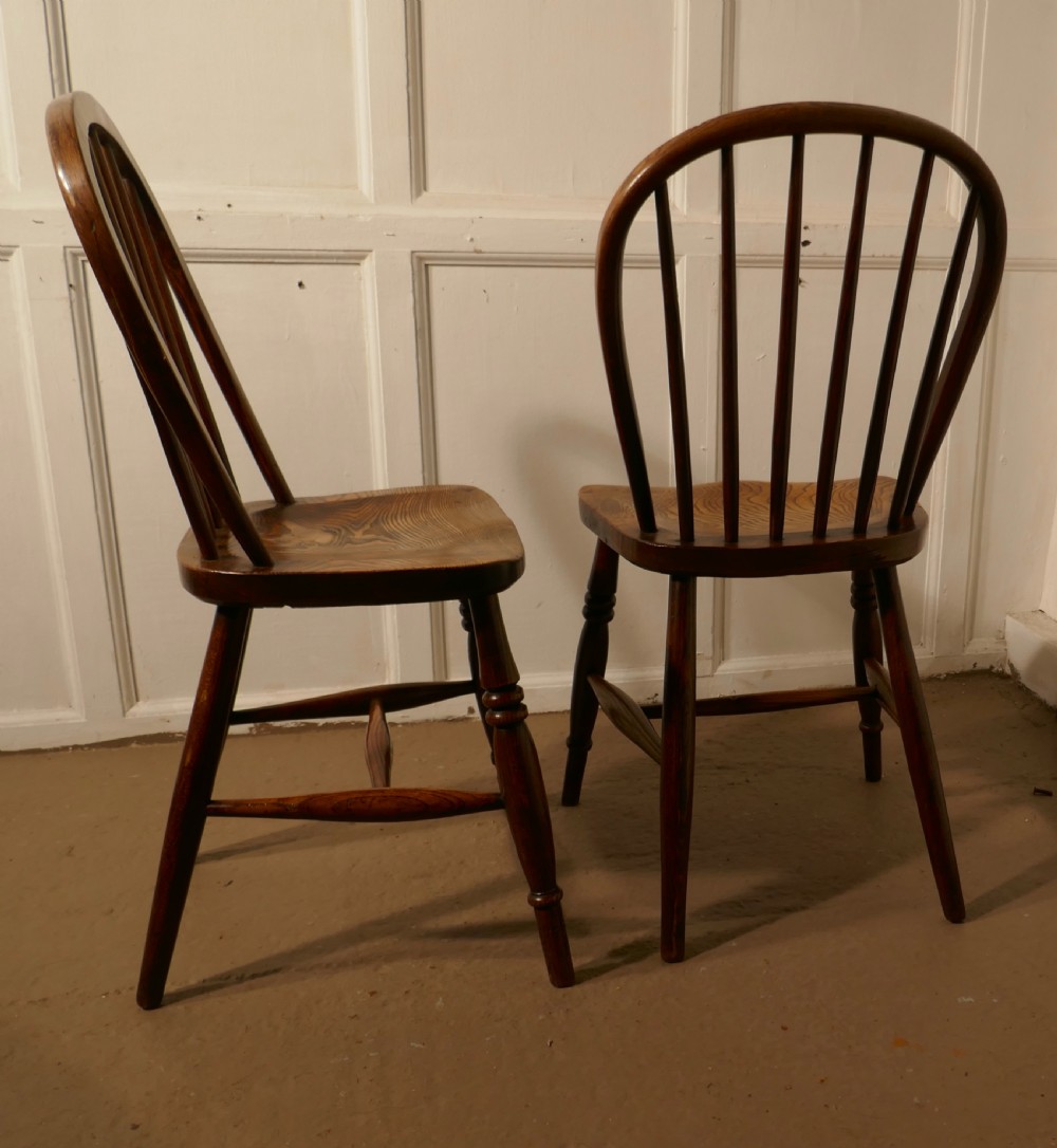 A Pair of Solid Ash Windsor Hoop Back Chairs View V