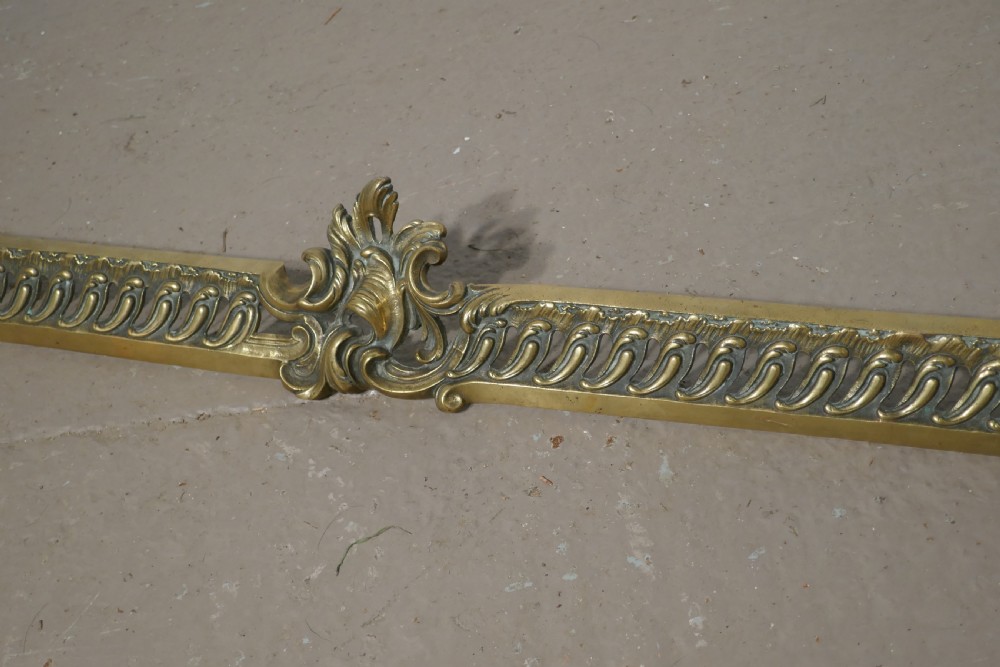 Large French Rococo Brass Extending Fender with Decorative Chenets  View VII