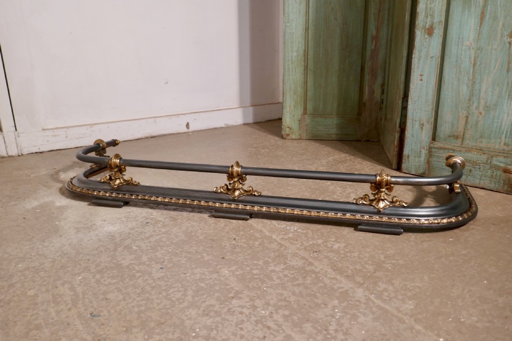 Victorian Brass and Polished Steel Fender 