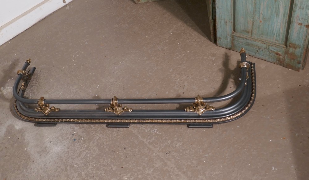 Victorian Brass and Polished Steel Fender  View II