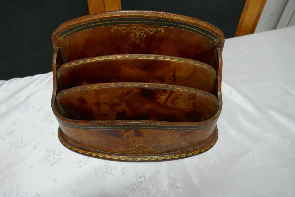 A Charming Tooled Leather Stationary or Letter Box View V