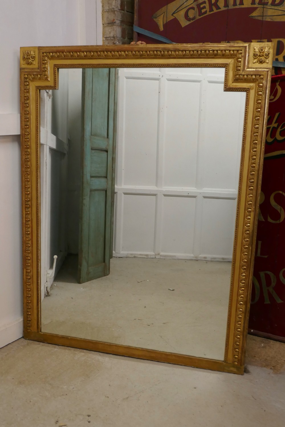 Very Large French Gilt Over Mantle Mirror View IV